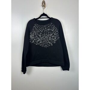 Lululemon Black Snapshot Crew Neck Long Sleeve Sweatshirt Sz 8? Leopard Pullover